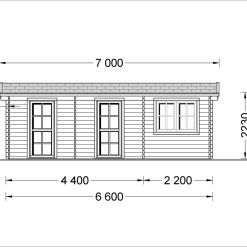 Trehytte ELEONORA (44 mm), 6.6×3 m, 20 m²
