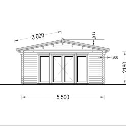 Trehytte MIA (44 mm), 5.5×5.5 m, 30 m²