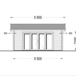 Trehytte MIA (44 mm), 5.5×5.5 m, 30 m²