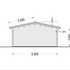 Trehytte MIA (44 mm), 5.5×5.5 m, 30 m²