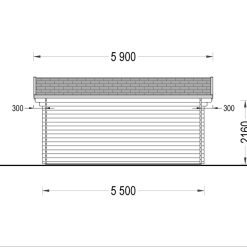 Trehytte MIA (44 mm), 5.5×5.5 m, 30 m²