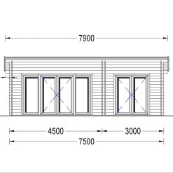 Trehytte MAJA (44 mm), 7.5×4 m, 30 m²