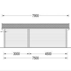 Trehytte MAJA (44 mm), 7.5×4 m, 30 m²