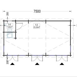 Trehytte MARION (44 mm), 7.5×4 m, 30 m²