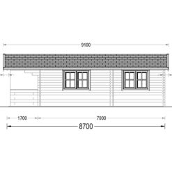 Trehytte ARGO (44 mm), 35 m² + 8m² terrasse