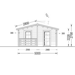 Trehytte ARGO (44 mm), 35 m² + 8m² terrasse