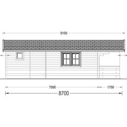 Trehytte ARGO (44 mm), 35 m² + 8m² terrasse