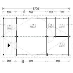 Trehytte ARGO (44 mm), 35 m² + 8m² terrasse