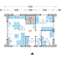 Sommerhus med hems ASTRID 120 m² (44 mm + trekledning)