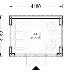 Redskapsbod EMMY 12 m² (34 mm + trekledning)