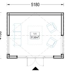 Trehytte EMMY 20 m² (34 mm + trekledning)