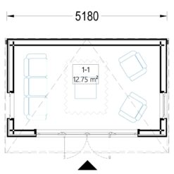 Trehytte EVELIN 20 m² (34 mm + trekledning)