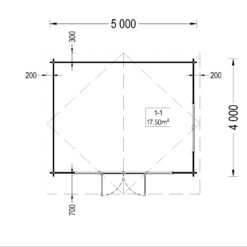 Trehytte MARTA 20 m² (5×4 m), 44 mm