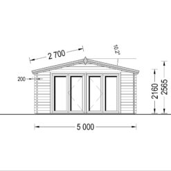 Trehytte MARTA 20 m² (5×4 m), 44 mm
