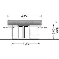 Trehytte MARTA 20 m² (5×4 m), 44 mm