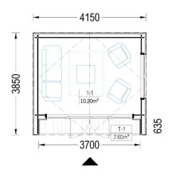Redskapsbod PIA 12m² (34 mm + 19 mm trekledning)