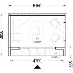 Redskapsbod PIA 15 m² (34 mm + 19 mm trekledning) 