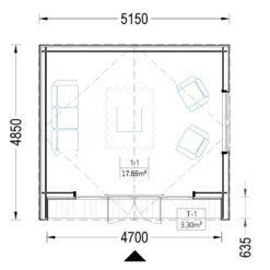 Trehytte PIA 25 m² (34 mm + 19 mm trekledning)