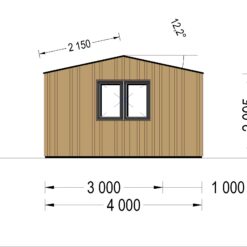 Redskapsbod TINA 12 m² (34 mm + trekledning)