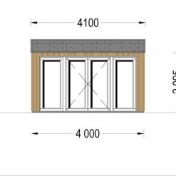 Redskapsbod TINA 12 m² (34 mm + trekledning)