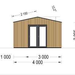 Redskapsbod TINA 12 m² (34 mm + trekledning)