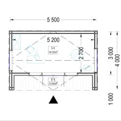 Havehuse TINA 16.5 m², 5.5×4 m, (34 mm + træbeklædning) 