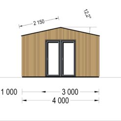 Havehuse TINA 16.5 m², 5.5×4 m, (34 mm + træbeklædning) 