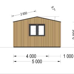 Trehytte TINA 22 m², 5.5×5 m, (34 mm + trekledning) 