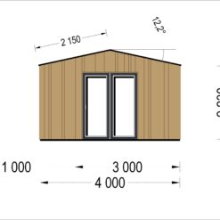 Hagehus TINA 20 m², 7×4 m (34 mm + trekledning) 