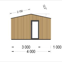 Hagehus TINA 20 m², 7×4 m (34 mm + trekledning) 