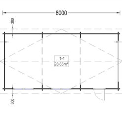 Garage til Campingvogn (44 mm), 4×8 m, 32 m²
