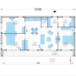 Trehus med kledning KAYA 3 (44 mm + trekledning), 70 m²