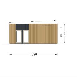 Trehus KAYA 2 – Midi (44 mm + trekledning), 64 m²
