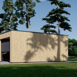 Garasje med flatt tak SILVIA DUO F (34 mm + trekledning), 6×6 m, 36 m²