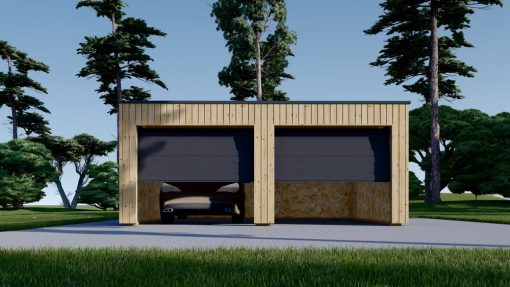 Garasje med flatt tak SILVIA DUO F (34 mm + trekledning), 6×6 m, 36 m²