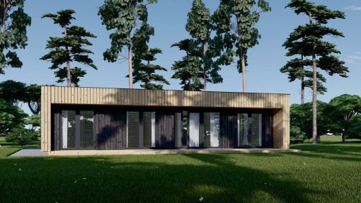 Trehus med kledning KAYA 3 (44 mm + trekledning), 70 m²