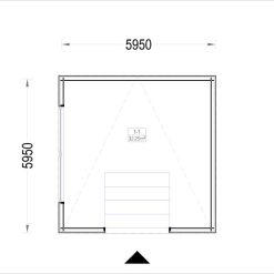 Enkeltgarasje med flatt tak SILVIA F (34 mm + trekledning), 6×6 m, 36 m²