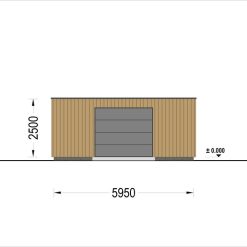 Enkeltgarasje med flatt tak SILVIA F (34 mm + trekledning), 6×6 m, 36 m²