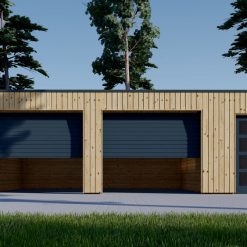 Dobbeltgarasje med bod SILVIA DUO F PLUS (34 mm + trebekledning), 8×6 m, 48 m²