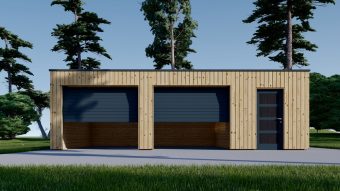 Dobbeltgarasje med bod SILVIA DUO F PLUS (34 mm + trebekledning), 8×6 m, 48 m²