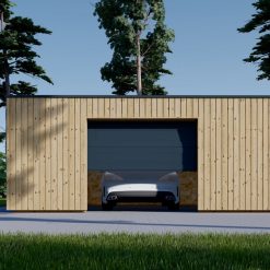 Enkeltgarasje med flatt tak SILVIA F (34 mm + trekledning), 6×6 m, 36 m²