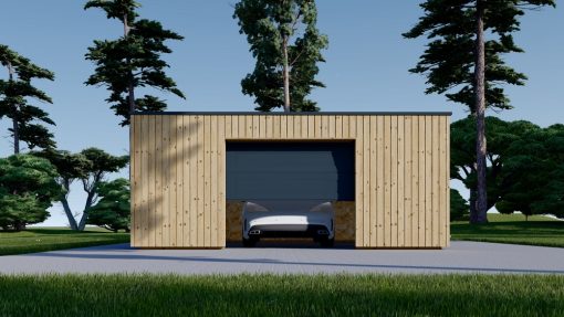 Enkeltgarasje med flatt tak SILVIA F (34 mm + trekledning), 6×6 m, 36 m²