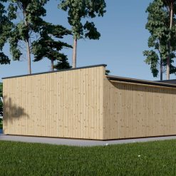 Enkeltgarasje med flatt tak SILVIA F (34 mm + trekledning), 6×6 m, 36 m²