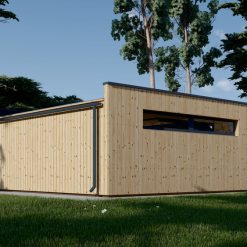 Enkeltgarasje med flatt tak SILVIA F (34 mm + trekledning), 6×6 m, 36 m²