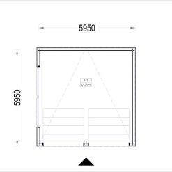 Garasje med flatt tak SILVIA DUO F (34 mm + trekledning), 6×6 m, 36 m²
