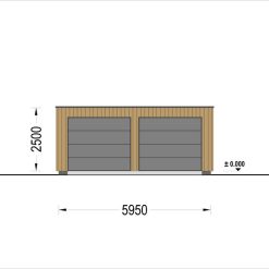 Garasje med flatt tak SILVIA DUO F (34 mm + trekledning), 6×6 m, 36 m²