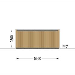 Garasje med flatt tak SILVIA DUO F (34 mm + trekledning), 6×6 m, 36 m²