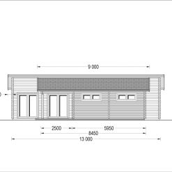Trevilla med Flatt Tak BERTA (66 mm / 44 mm + 44 mm), 105 m²
