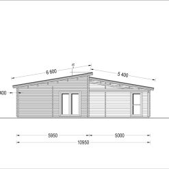 Trevilla med Flatt Tak BERTA (66 mm / 44 mm + 44 mm), 105 m²
