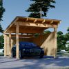 Trecarport LUNA F med L-formet vegg, 3,2 x 6 m
